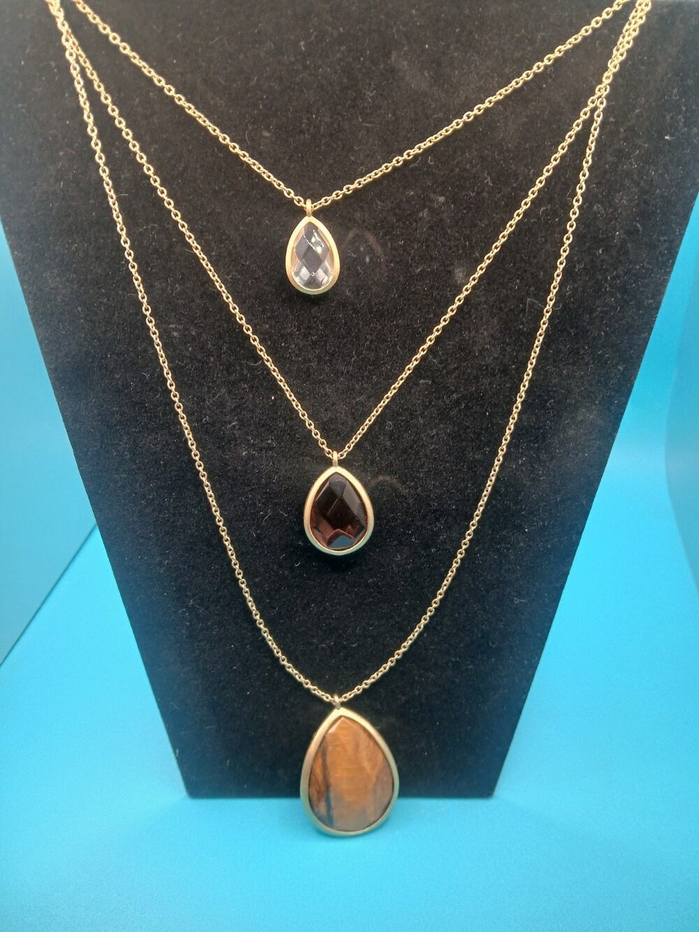Chloe & Isabel Necklace Minaret Convertible Necklace Tiger Eye Purple Clear
